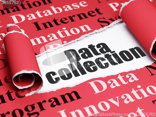Image of Data concept: black text Data Collection under the piece of  torn paper