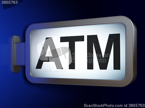 Image of Money concept: ATM on billboard background