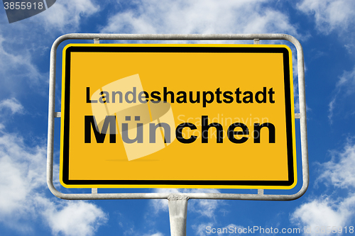 Image of Yellow signpost Munich, Germany