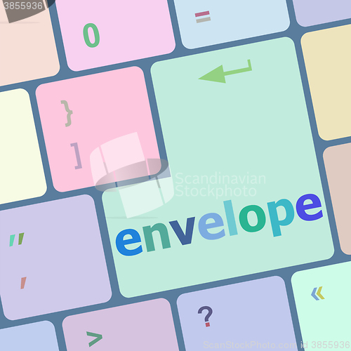 Image of envelope button on computer pc keyboard key vector illustration