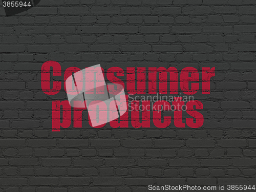 Image of Finance concept: Consumer Products on wall background