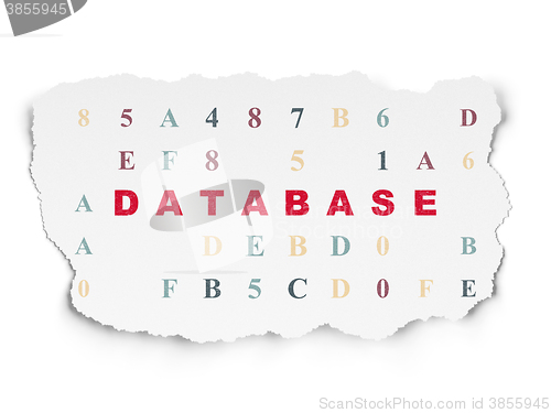 Image of Database concept: Database on Torn Paper background