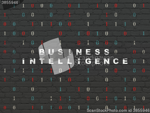Image of Business concept: Business Intelligence on wall background