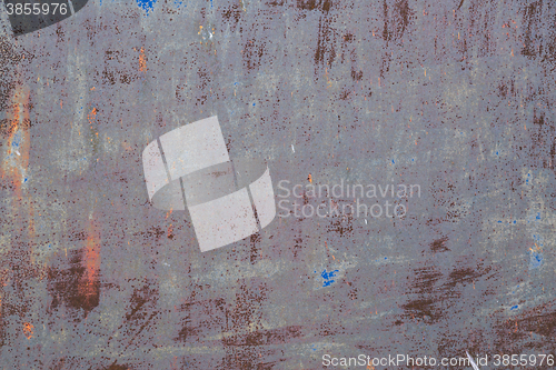 Image of Old blue cracked paint on metal background