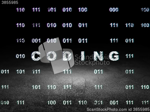 Image of Software concept: Coding in grunge dark room