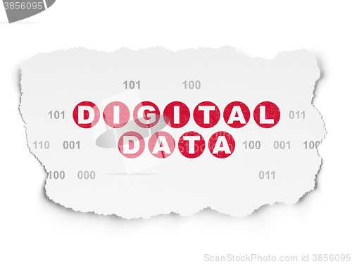 Image of Data concept: Digital Data on Torn Paper background
