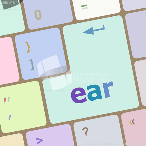 Image of ear button on computer pc keyboard key vector illustration