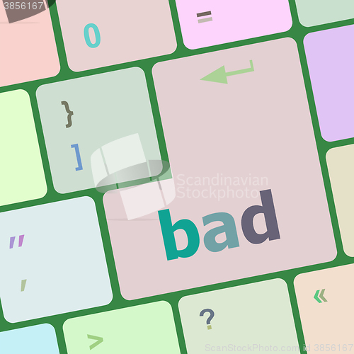 Image of bad word on white button keyboard vector illustration