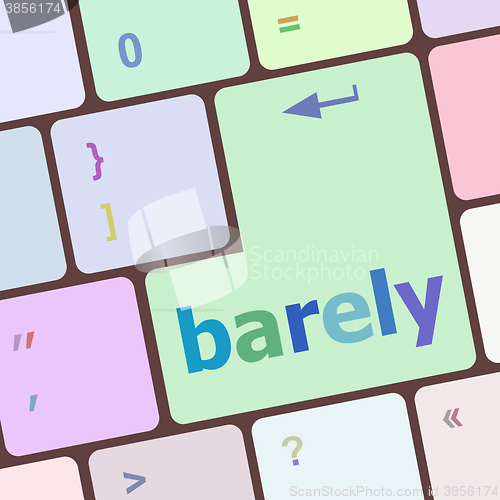 Image of barely word on keyboard key, notebook computer button vector illustration