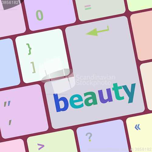 Image of beauty word on keyboard key, notebook computer button vector illustration
