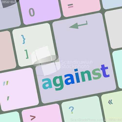 Image of against word on computer pc keyboard key vector illustration