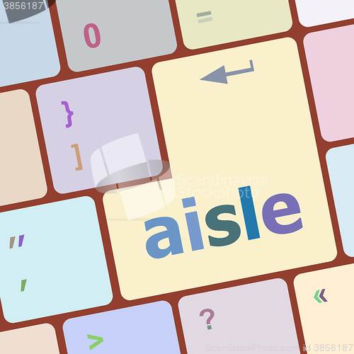 Image of aisle words concept with key on keyboard vector illustration