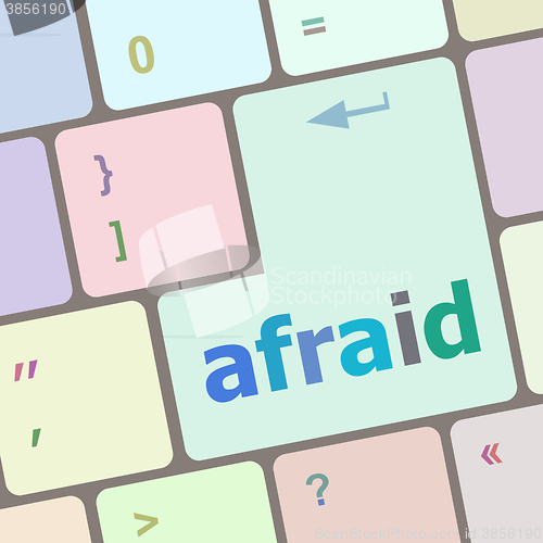 Image of afraid word on computer pc keyboard key vector illustration