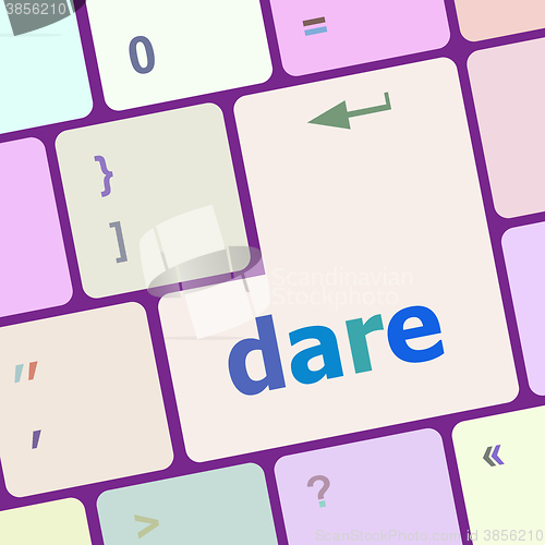 Image of dare word on computer keyboard key vector illustration