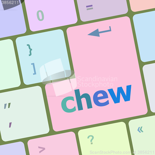 Image of chew button on computer pc keyboard key vector illustration