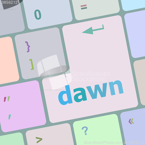 Image of business concept: computer keyboard with word dawn vector illustration