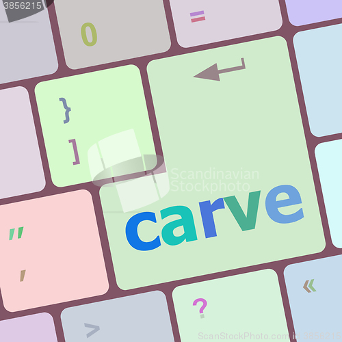 Image of carve button on computer pc keyboard key vector illustration