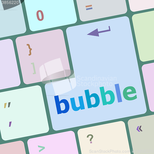 Image of button with bubble word on computer keyboard keys vector illustration