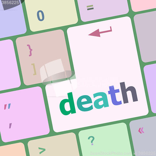 Image of death word on keyboard key, notebook computer button vector illustration