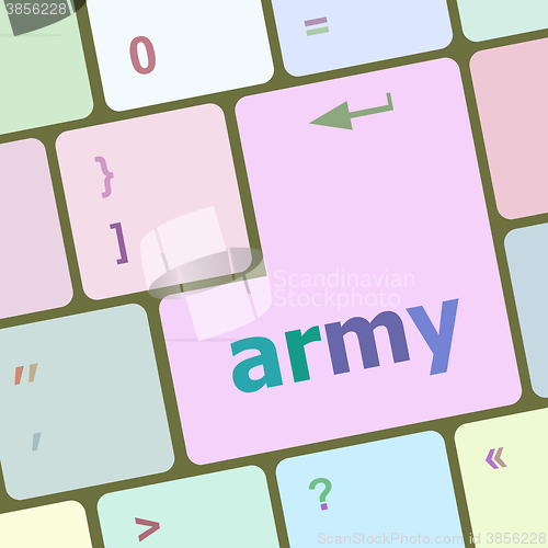 Image of Keyboard with enter button, army word on it vector illustration