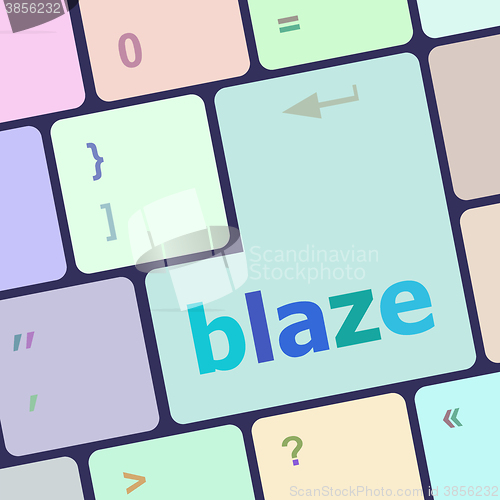 Image of blaze word on keyboard key, notebook computer button vector illustration