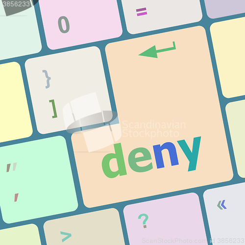 Image of Privacy concept: computer keyboard with word deny vector illustration