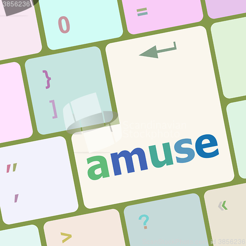 Image of Keyboard with white Enter button, amuse word on it vector illustration