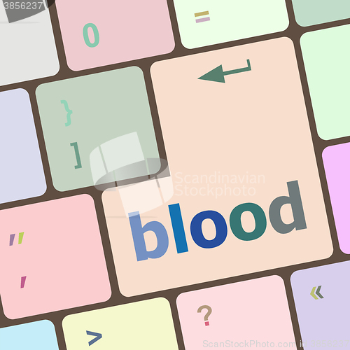 Image of blood button on computer pc keyboard key vector illustration