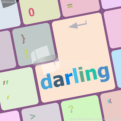 Image of darling button on computer pc keyboard key vector illustration