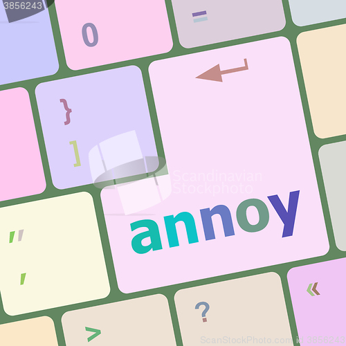 Image of annoy button on the computer keyboard key vector illustration