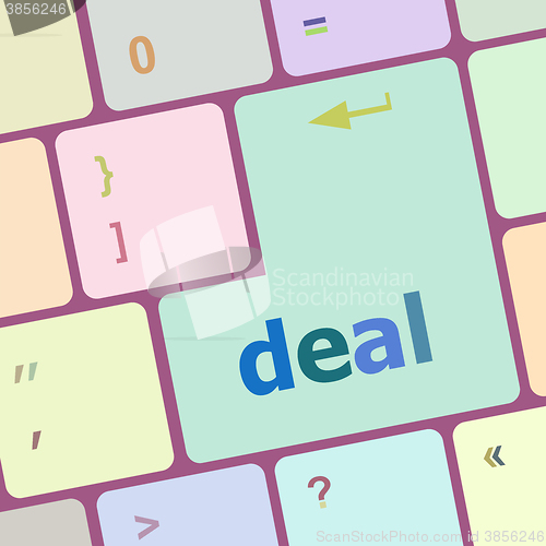 Image of deal button on keyboard with soft focus vector illustration