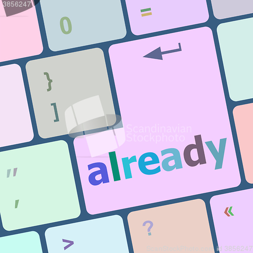 Image of already word on computer keyboard key, online education vector illustration