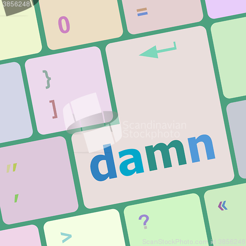 Image of damn word on computer keyboard key vector illustration