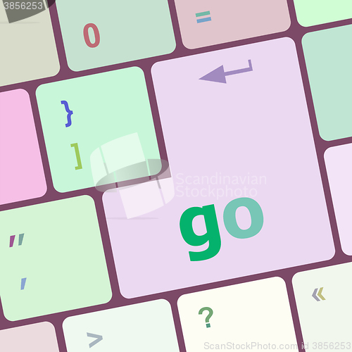 Image of go word on keyboard key, notebook computer button vector illustration