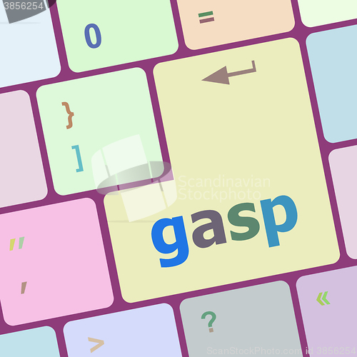 Image of gasp word on keyboard key, notebook computer button vector illustration