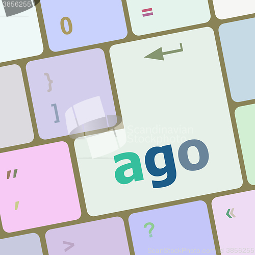 Image of ago message on enter key of keyboard keys vector illustration