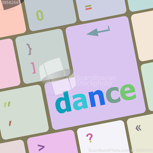 Image of dance button on computer pc keyboard key vector illustration