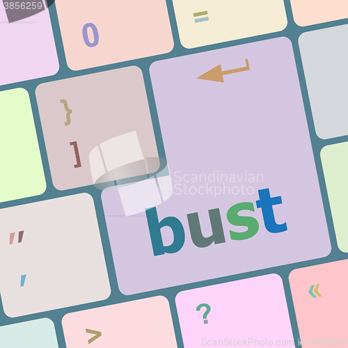Image of bust word icon on laptop keyboard keys vector illustration