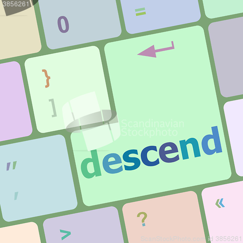 Image of descend button on computer pc keyboard key vector illustration