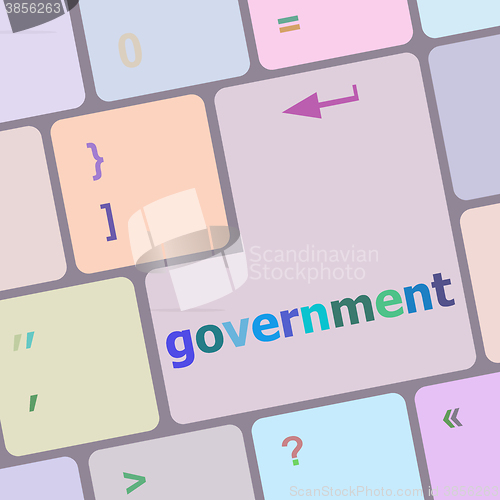 Image of goverment word on keyboard key, notebook computer button vector illustration