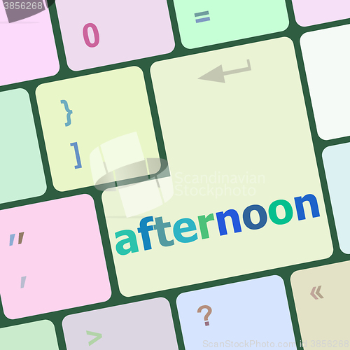 Image of afternoon word on computer pc keyboard key vector illustration