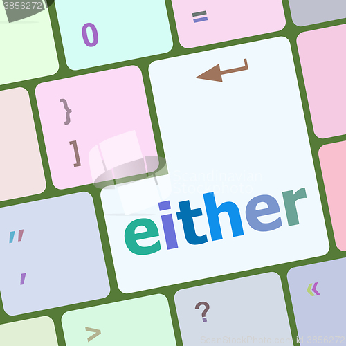 Image of either word on computer pc keyboard key vector illustration