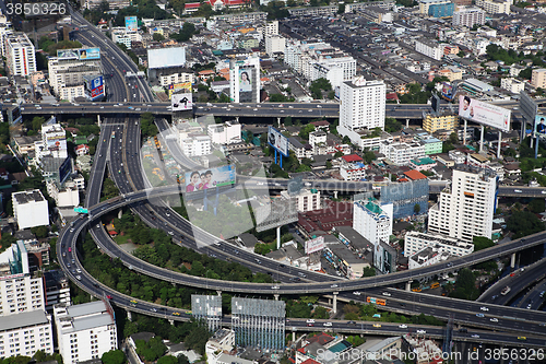 Image of Bird eye view of highways in Bangkok