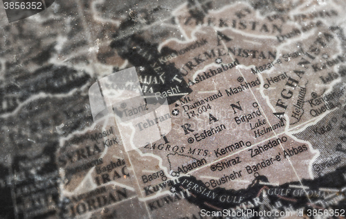 Image of Iran map on vintage crack paper background