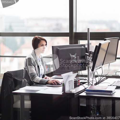 Image of Business woman working in corporate office.