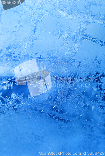 Image of Natural ice pattern on winter glass