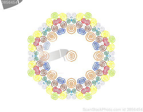 Image of Abstract concentric pattern from curl color lines