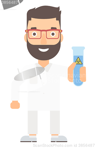 Image of Laboratory assistant with test tube.
