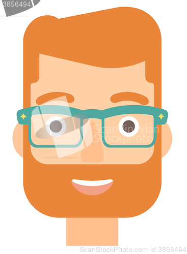 Image of Cheerful man laughing ecstatically.