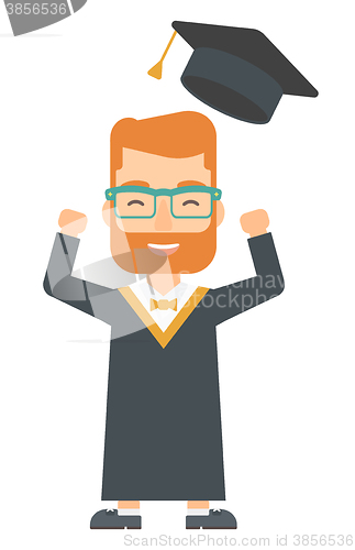 Image of Graduate throwing up his hat.